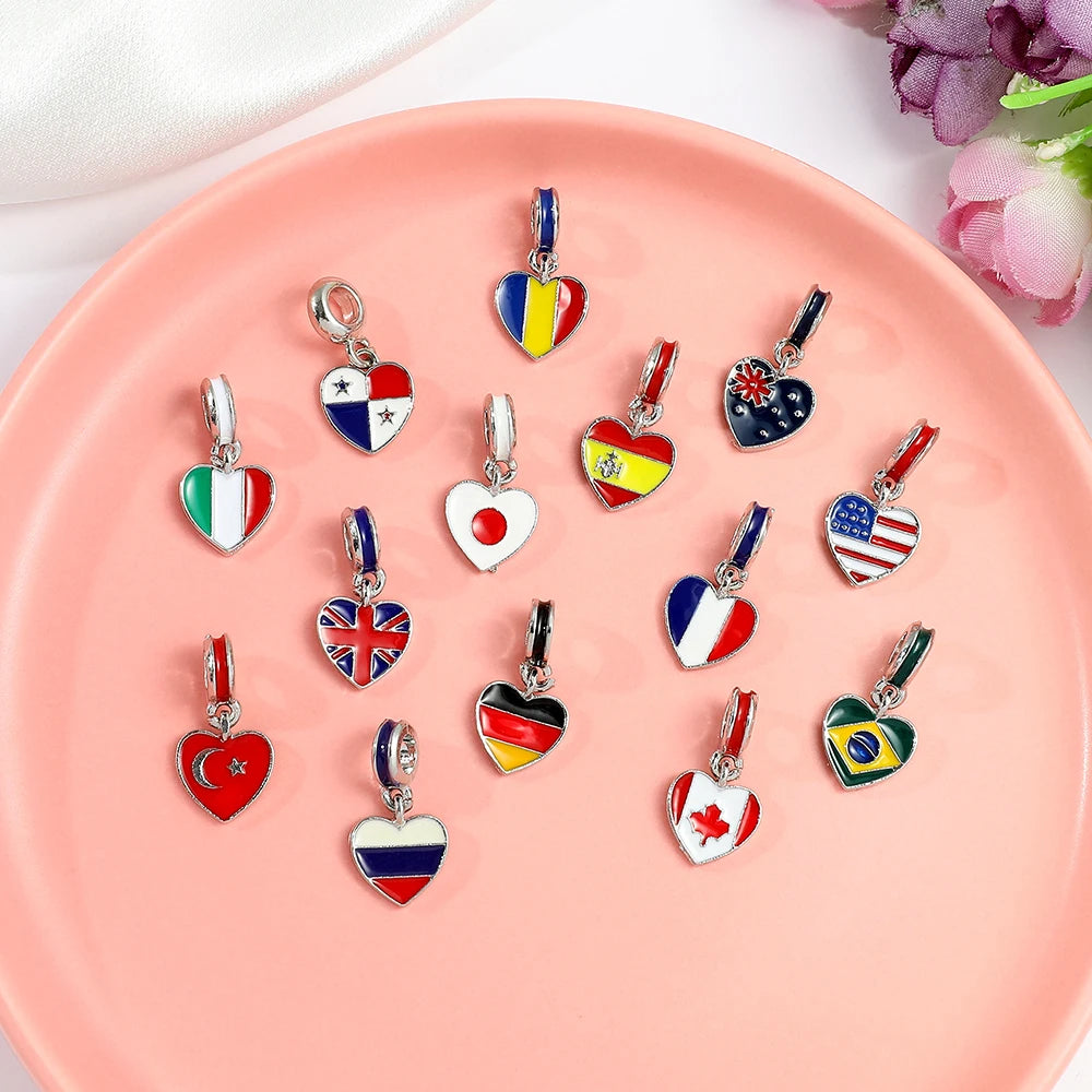 New For Arrival 14 Countries Flag Small Charms Usa/Es/Uk/Fr/Ca/It Flag Pendant For DIY Bracelets Necklace Making For Handmade Jewelry Accessory With For You Accessories Creative Gift