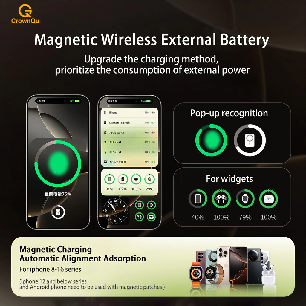 3 In 1 Magnetic Power Bank battery QI 15W Wireless Fast Charing With Intelligent  LCD Screen for iPhone 12-17 Pro Watch Airpods