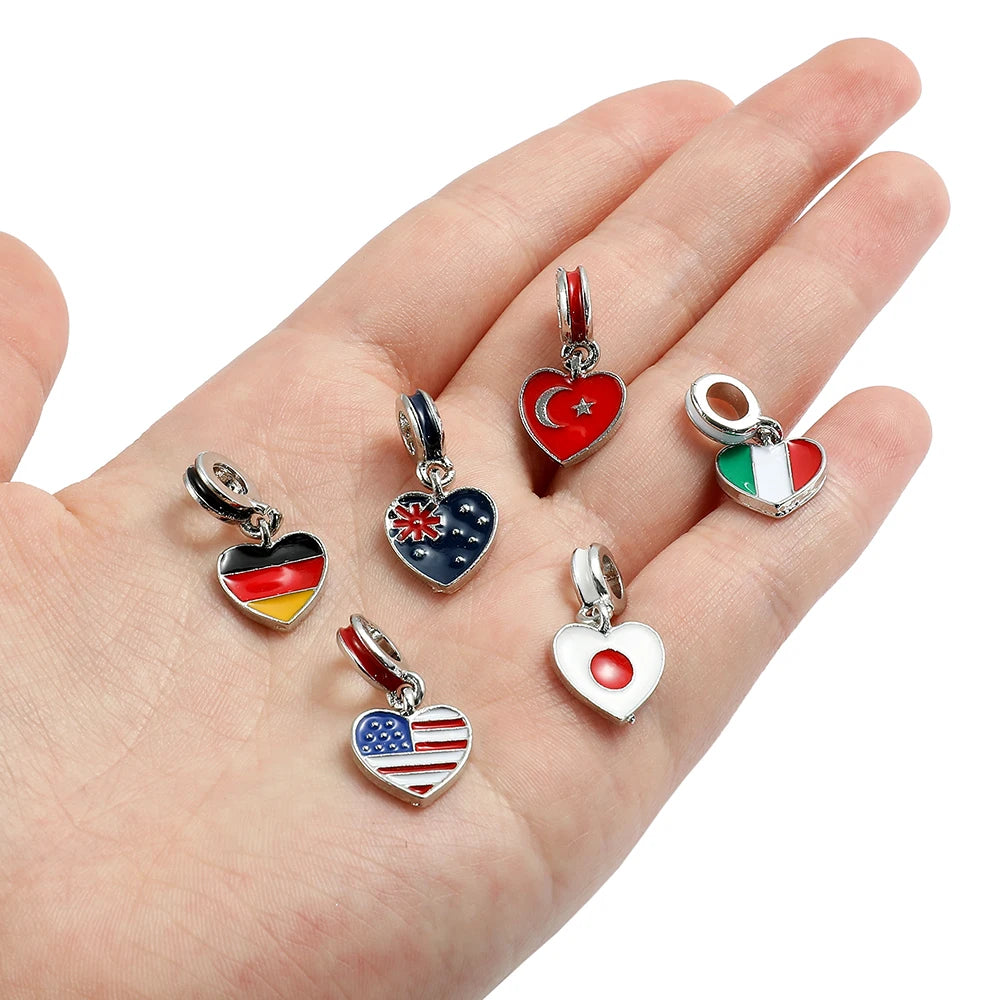 New For Arrival 14 Countries Flag Small Charms Usa/Es/Uk/Fr/Ca/It Flag Pendant For DIY Bracelets Necklace Making For Handmade Jewelry Accessory With For You Accessories Creative Gift