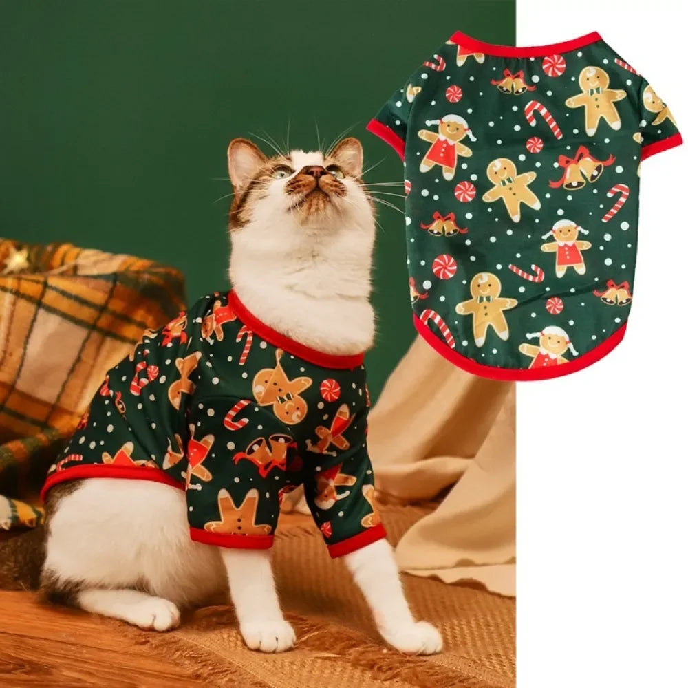 Pet Dog Christmas Shirt Clothes Xmas Vest Soft Shirts Holiday Small Dog Apparel Snowman Printed Puppy Costume for Cats or Dogs