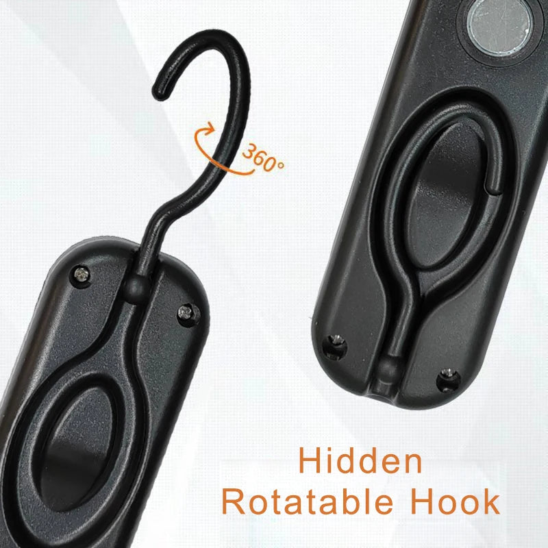 Portable Magnetic Auto Repair Work Light USB Rechargeable LED Flashlight With Magnet Hook For Car Repair Fishing Emergencies