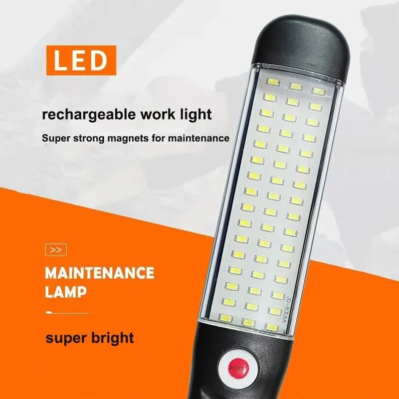 Portable Magnetic Auto Repair Work Light USB Rechargeable LED Flashlight With Magnet Hook For Car Repair Fishing Emergencies